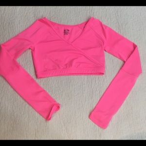 Pink long sleeves work out crop top from Champion